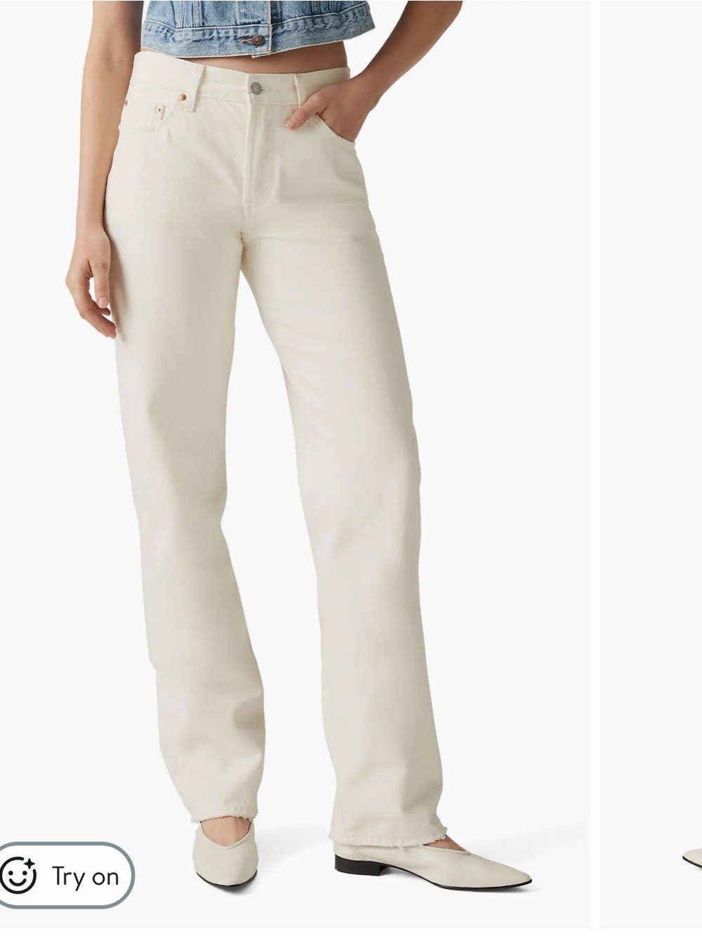Levi's Women's 501 cream colored Straight Leg Jeans - like new